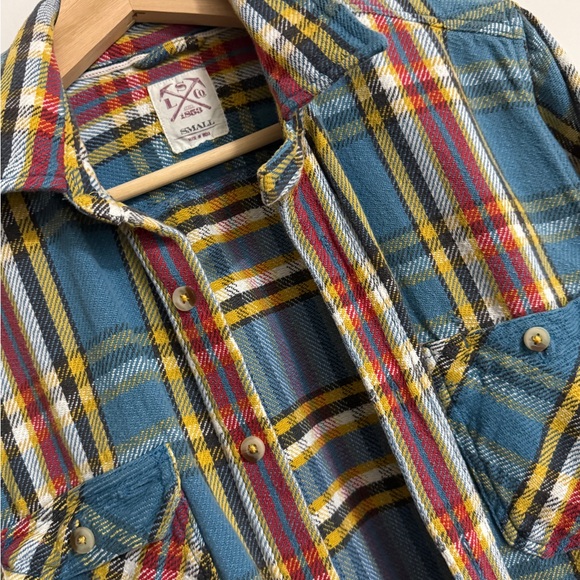Levi's Blue Plaid Shirt with Yellow & Red Stripes - Picture 2 of 4